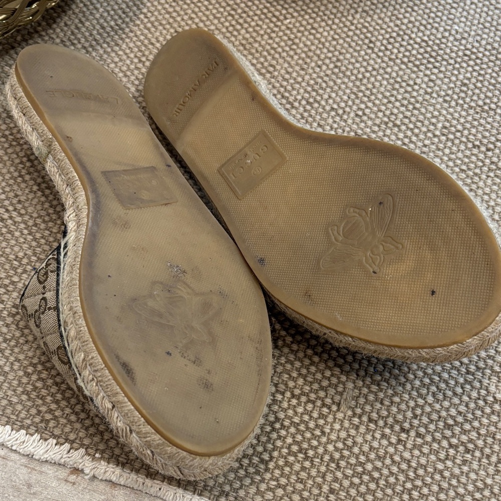Gucci Tan Monogram Slide Sandals - Picture 2 of 5
